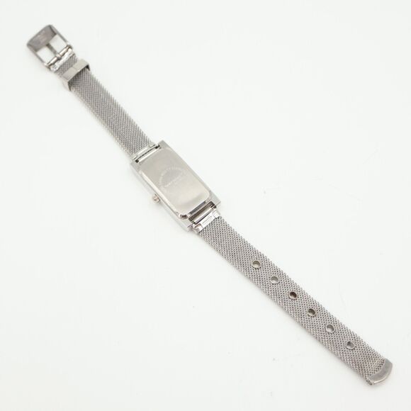 Vernier Womens Silver Tone Watch 18mm Slim Rectangle Mesh Strap with New Battery - Picture 15 of 16